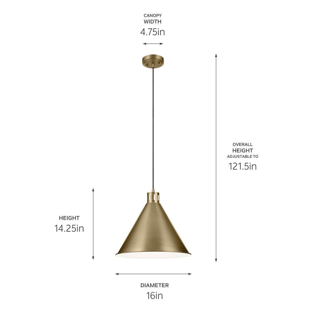 Kichler Lighting Zailey 16 in. 1-Light Cone Pendant Light