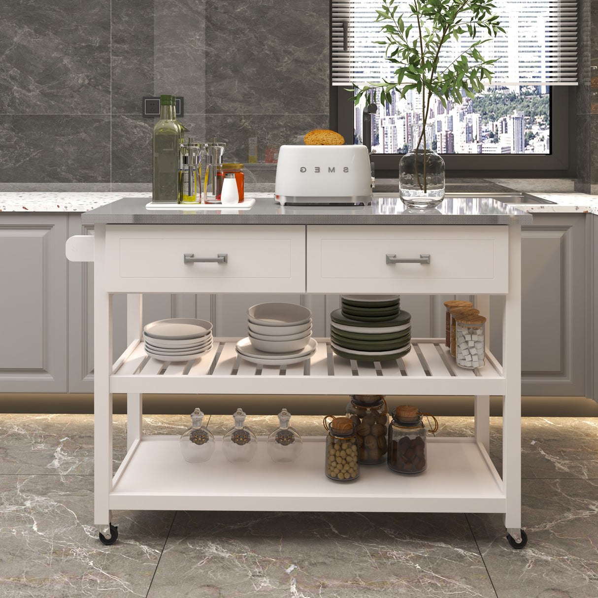Kicthen Cart With Two Drawers