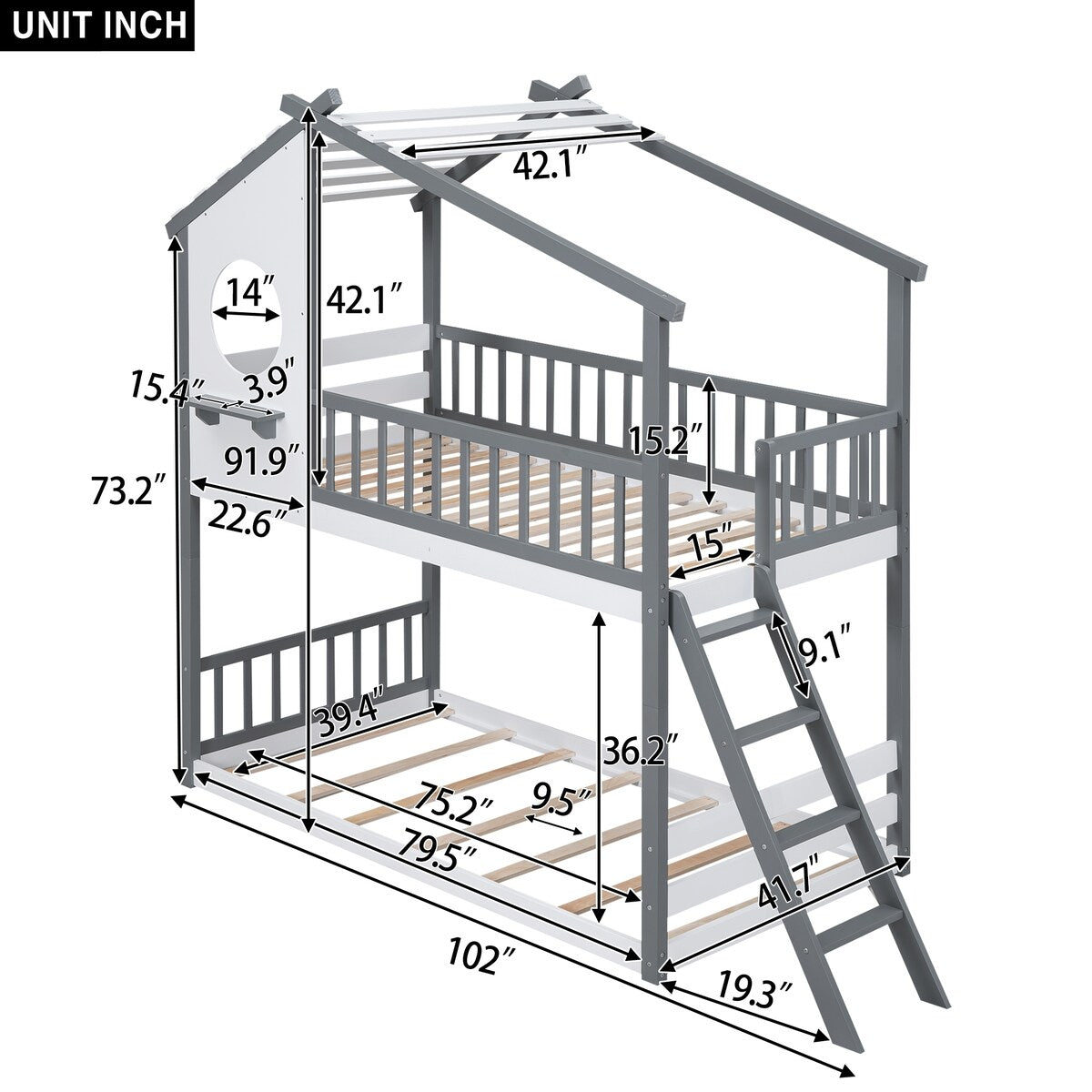 Kid-Friendly Design Twin Over Twin Bunk Bed House Bed