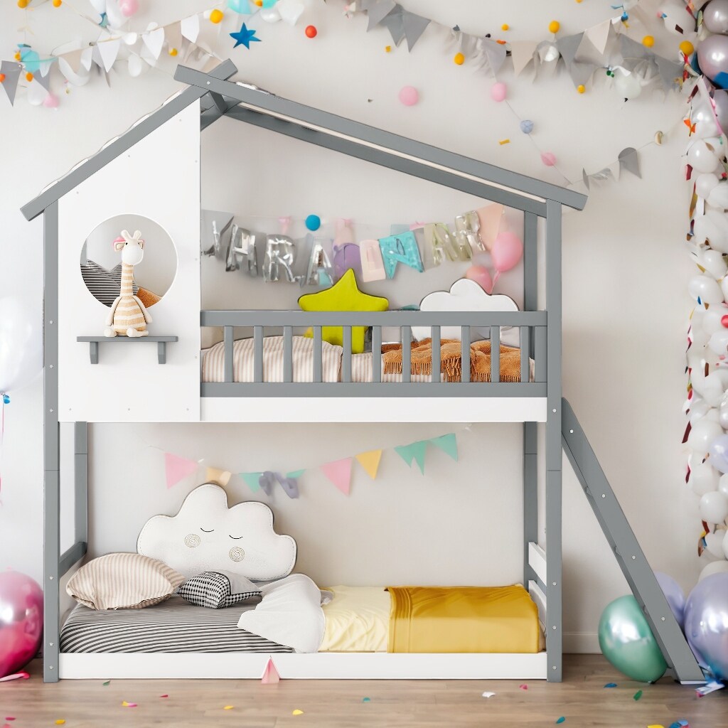 Kid-Friendly Design Twin Over Twin Bunk Bed House Bed