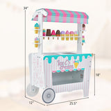 Kid's Ice Cream Cart Food Trunk Play Set w/ Display Rack Accessories