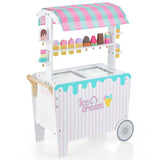 Kid's Ice Cream Cart Food Trunk Play Set w/ Display Rack Accessories