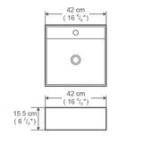 White Square Bathroom Vessel Sink with Ceramic Drain And Overflow - 16.54 in. width