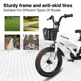 Kids Bike 14 inch for Boys & Girls with Training Wheels, Freestyle Kids' Bicycle with Bell,Basket and fender.