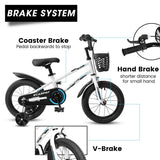 Kids Bike 14 inch for Boys & Girls with Training Wheels, Freestyle Kids' Bicycle with Bell,Basket and fender.