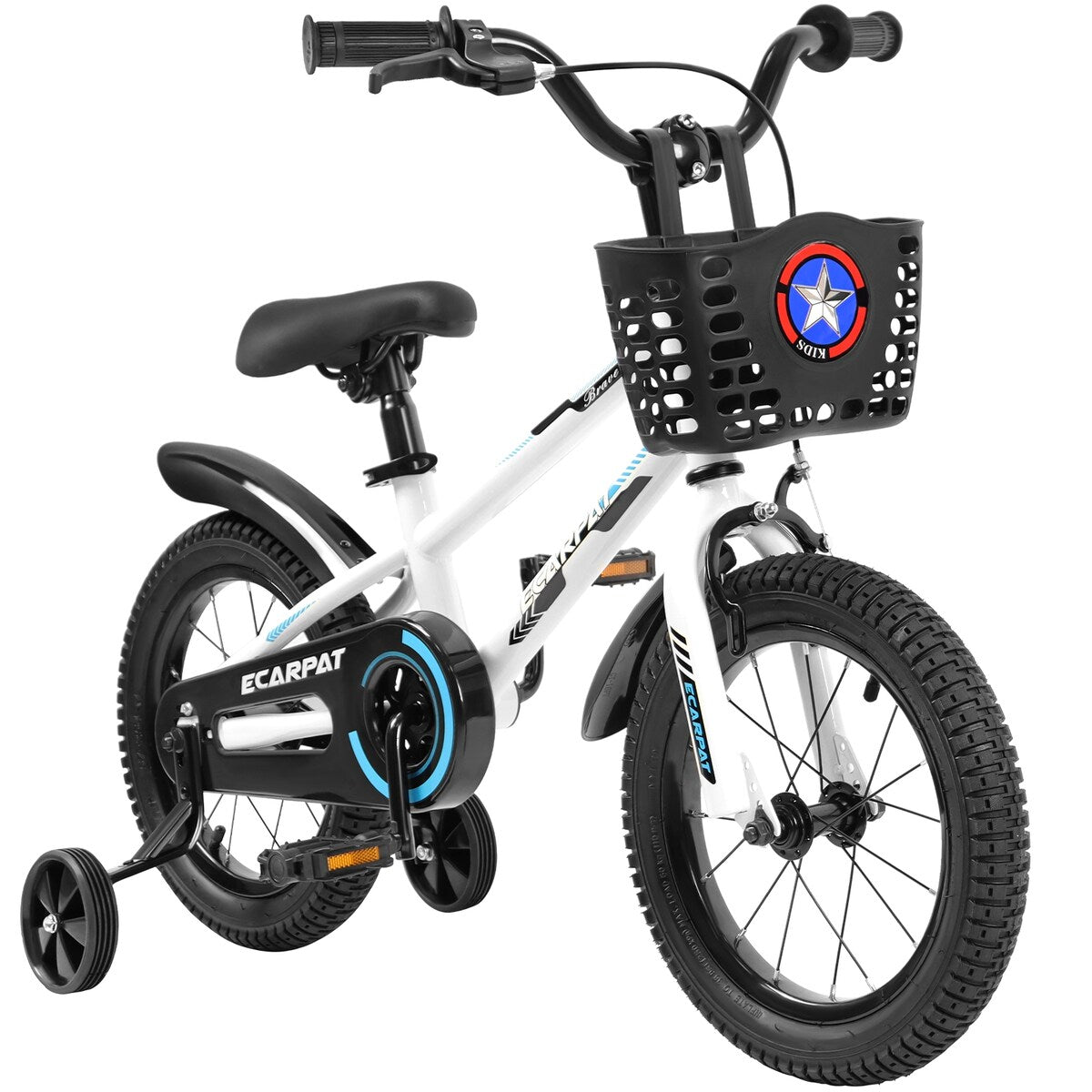 Kids Bike 14 inch for Boys & Girls with Training Wheels, Freestyle Kids' Bicycle with Bell,Basket and fender.