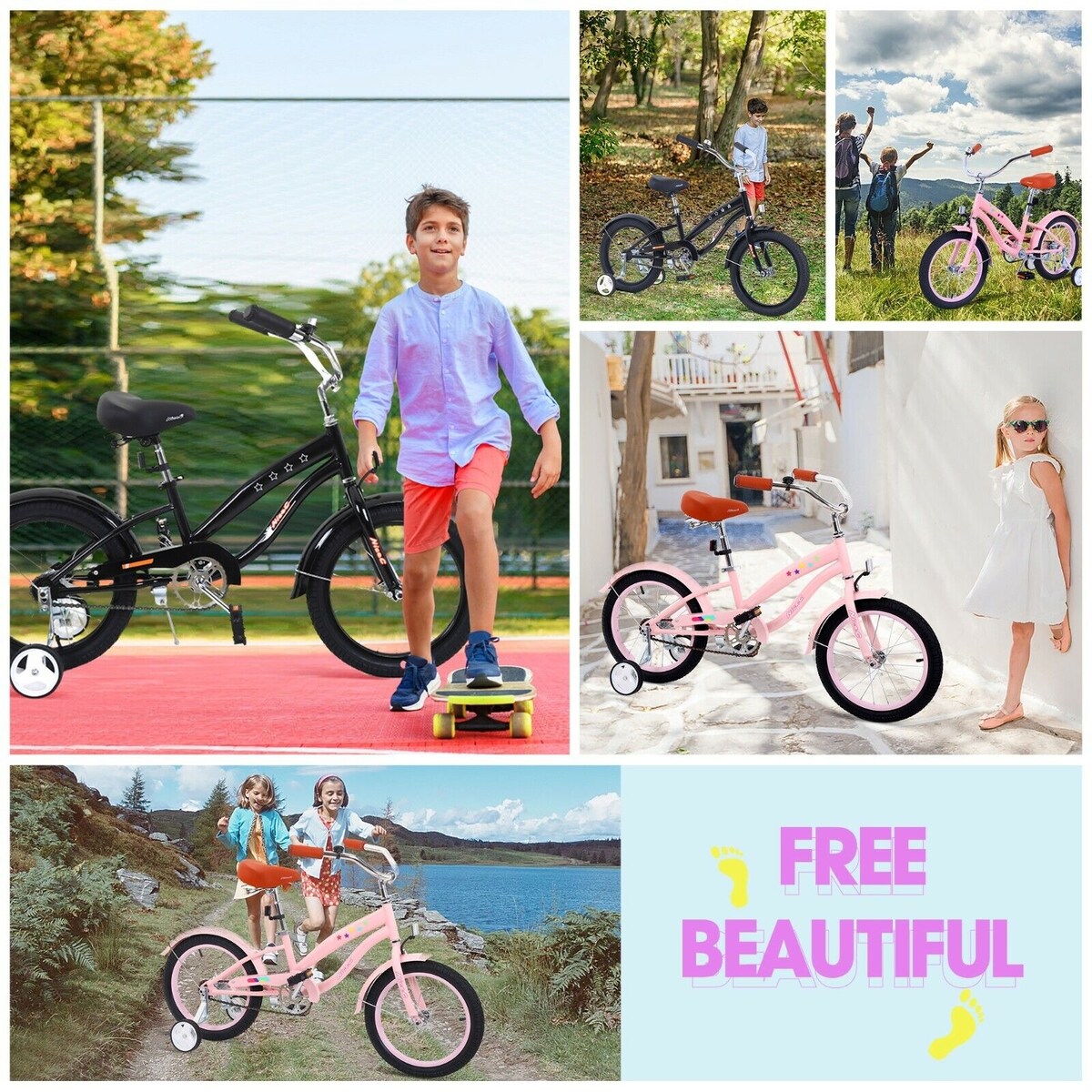 Kids Bike, Kids' Cruiser Bike with Coaster Brake, 12-14-16-18-20 inch