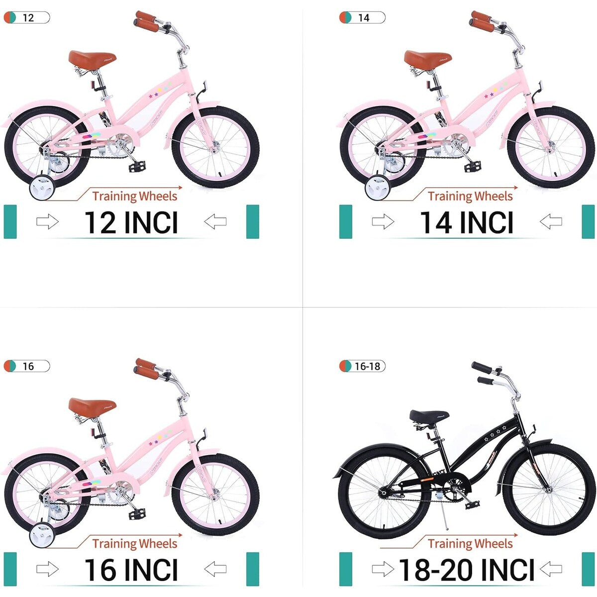 Kids Bike, Kids' Cruiser Bike with Coaster Brake, 12-14-16-18-20 inch