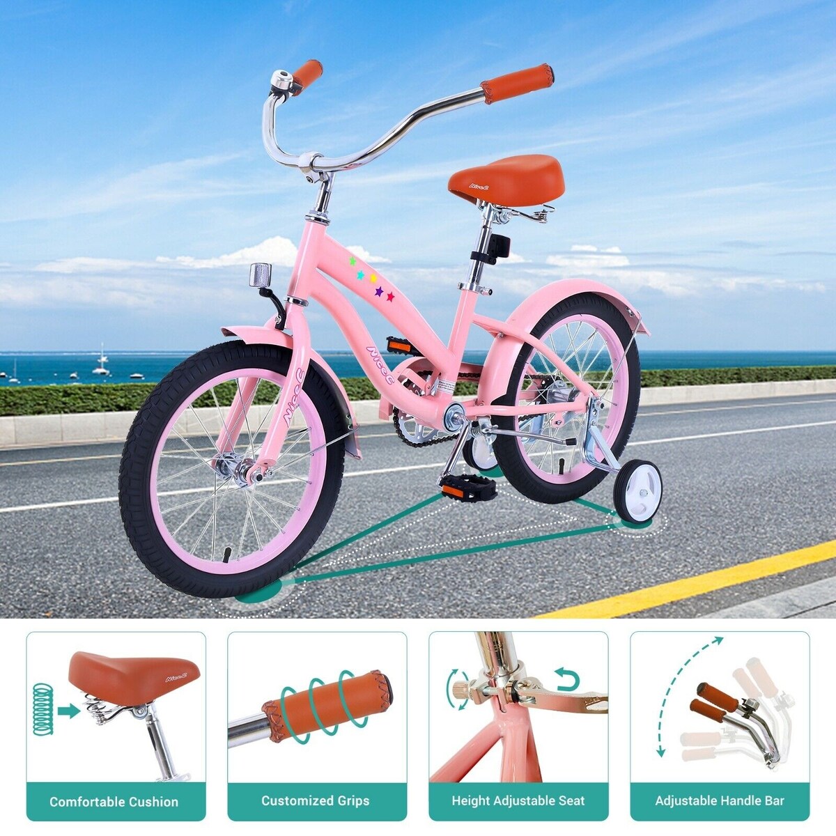 Kids Bike, Kids' Cruiser Bike with Coaster Brake, 12-14-16-18-20 inch