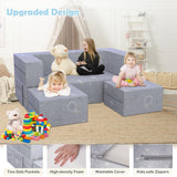 Kids Couch, 6PCS Modular Kids Play Couch with Blanket, Play Couch Furniture for Bedroom and Playroom