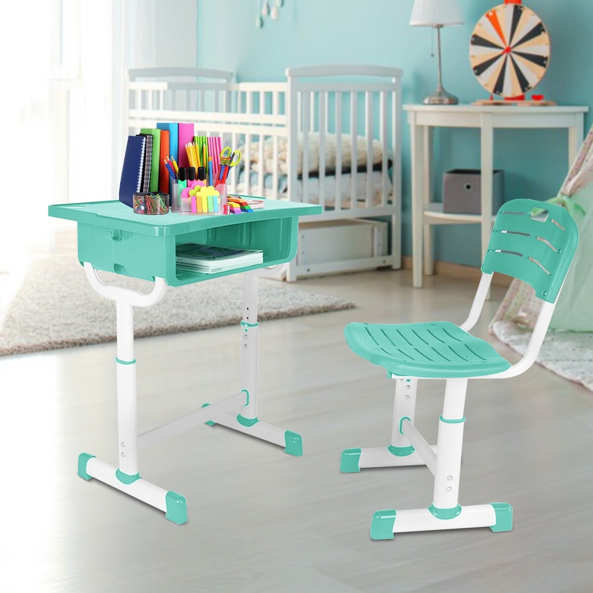 Kids Desk And Chair Set Adjustable Ergonomic Study School Writing Desk