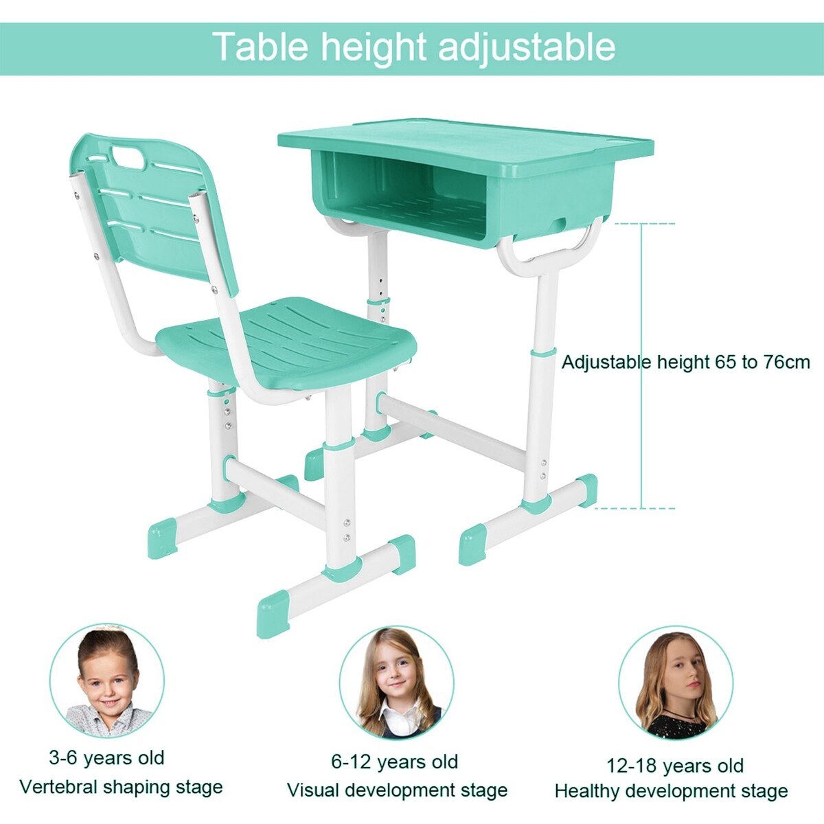 Kids Desk And Chair Set Adjustable Ergonomic Study School Writing Desk