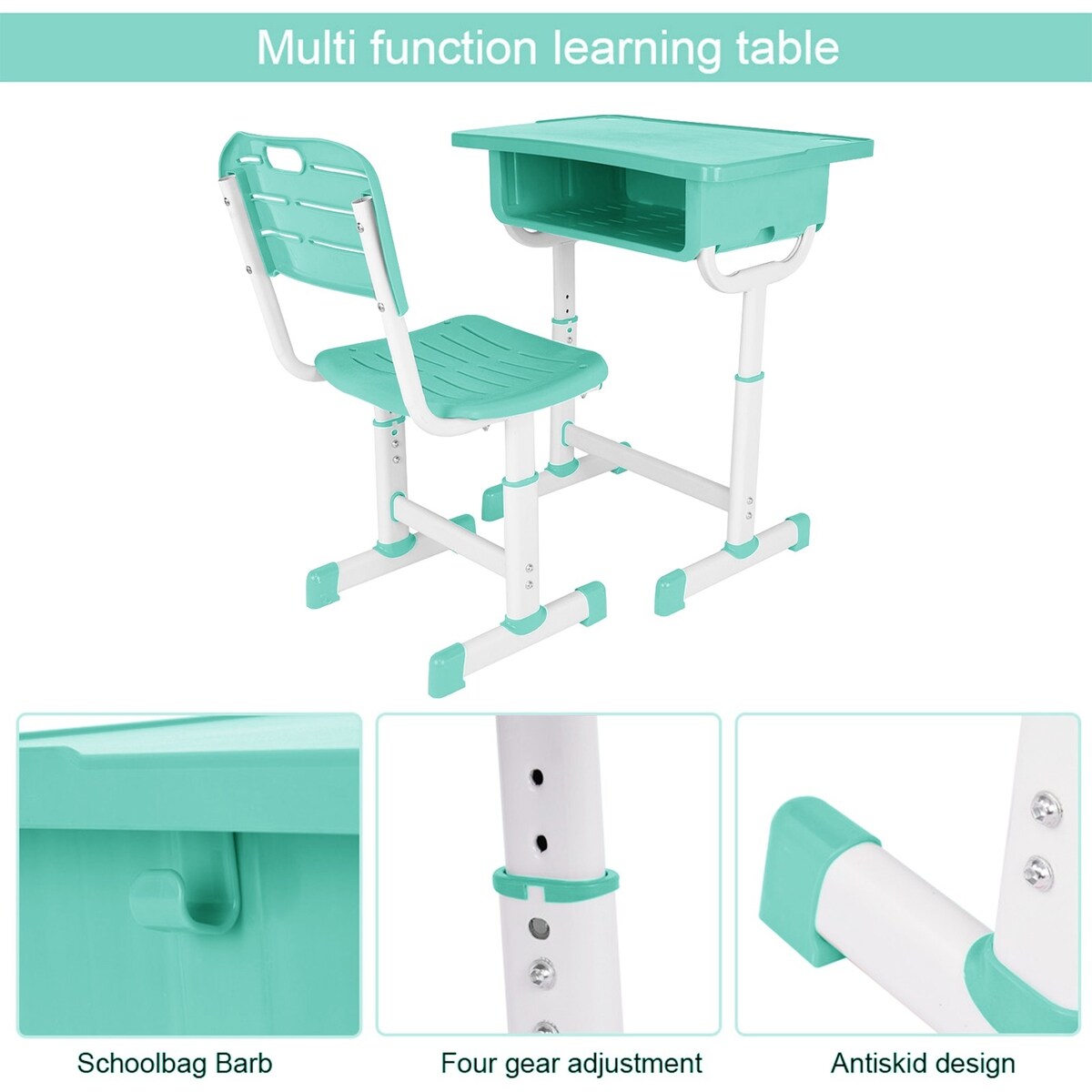 Kids Desk And Chair Set Adjustable Ergonomic Study School Writing Desk