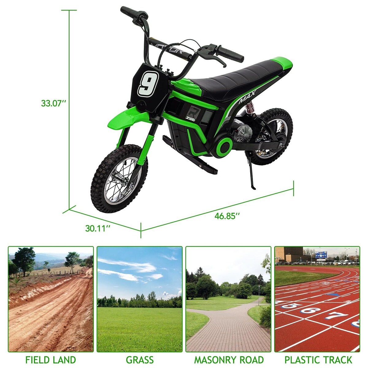 Kids Dirt Bike, 350W Electric Motorcycle Up to 14.29MPH