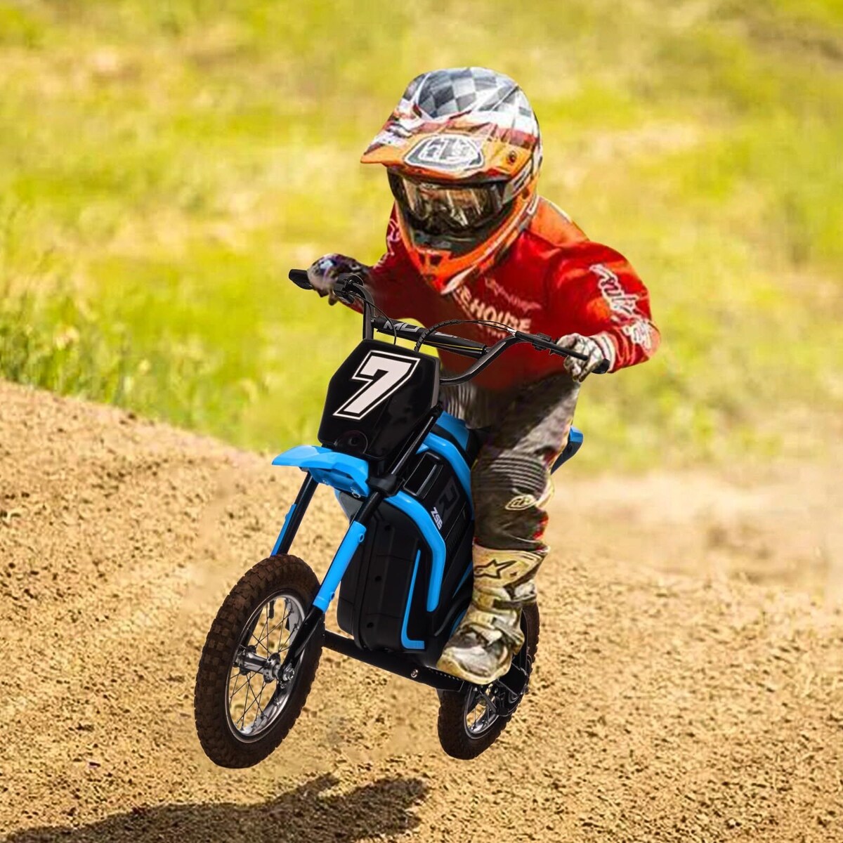 Kids Dirt Bike, 350W Electric Motorcycle Up to 14.29MPH