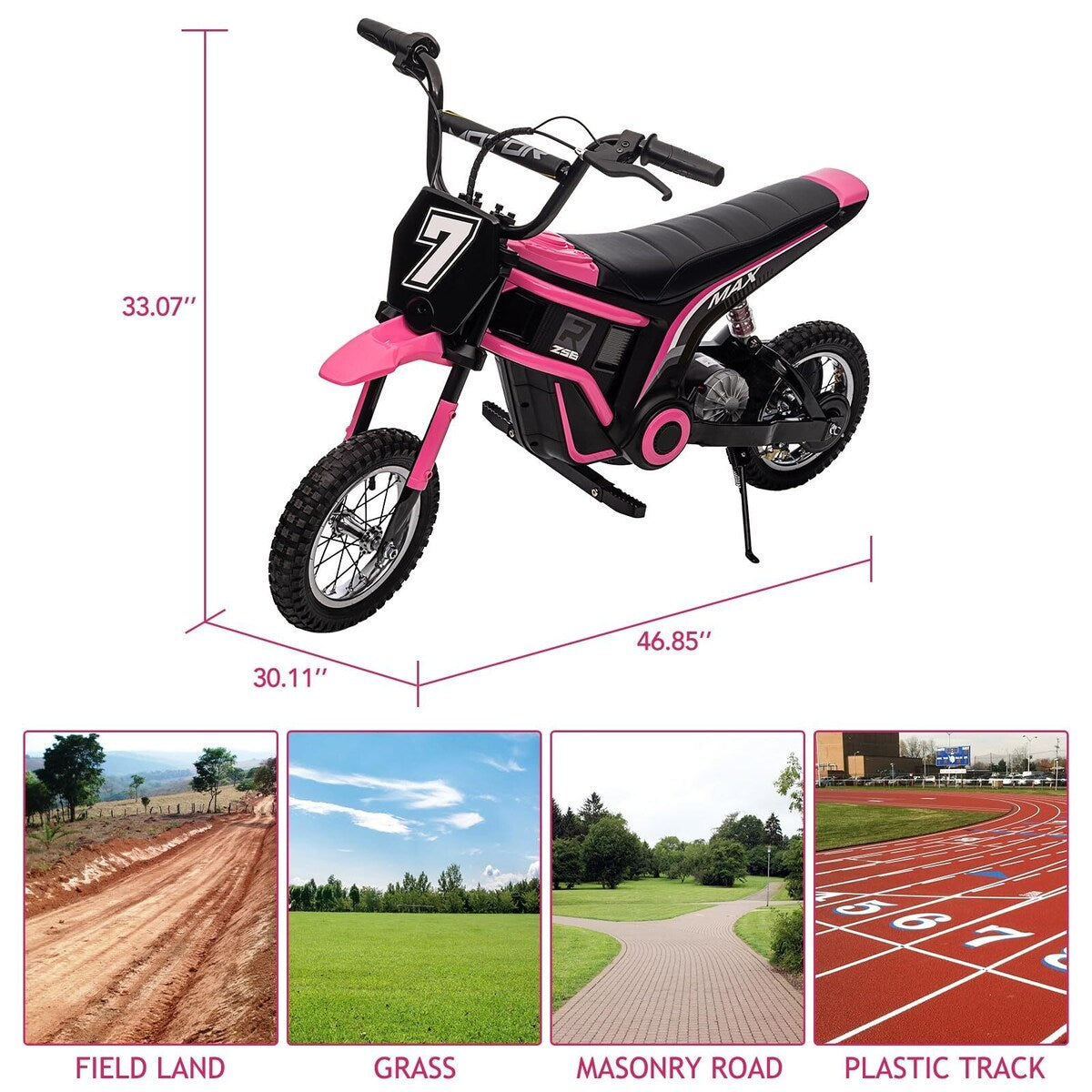 Kids Dirt Bike, 350W Electric Motorcycle Up to 14.29MPH