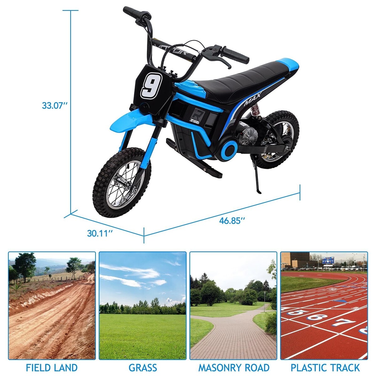 Kids Dirt Bike, 350W Electric Motorcycle Up to 14.29MPH