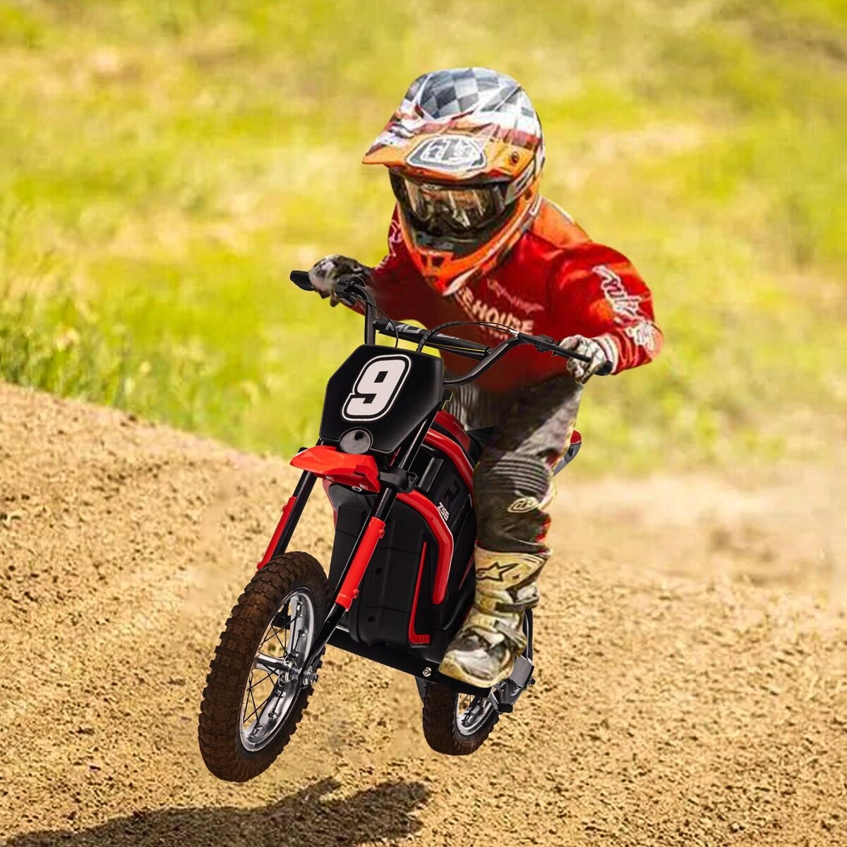 Kids Dirt Bike, 350W Electric Motorcycle Up to 14.29MPH