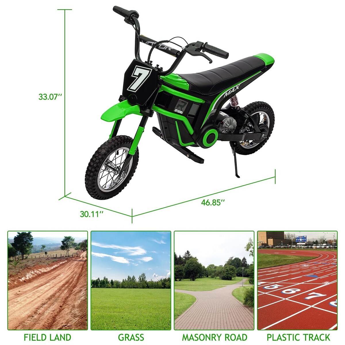 Kids Dirt Bike, 350W Electric Motorcycle Up to 14.29MPH