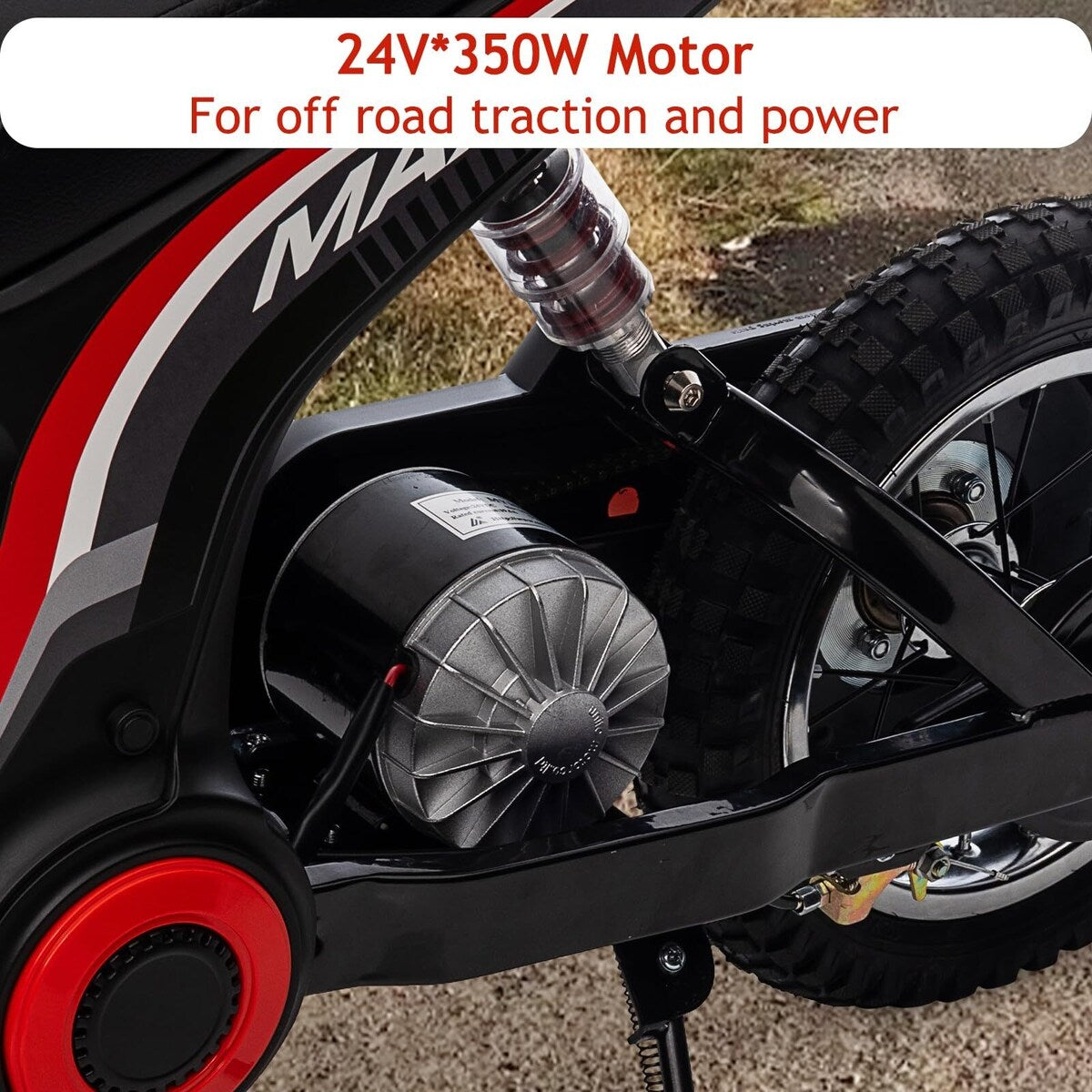 Kids Dirt Bike, 350W Electric Motorcycle Up to 14.29MPH
