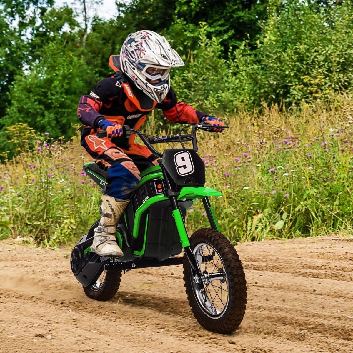Kids Dirt Bike, 350W Electric Motorcycle Up to 14.29MPH