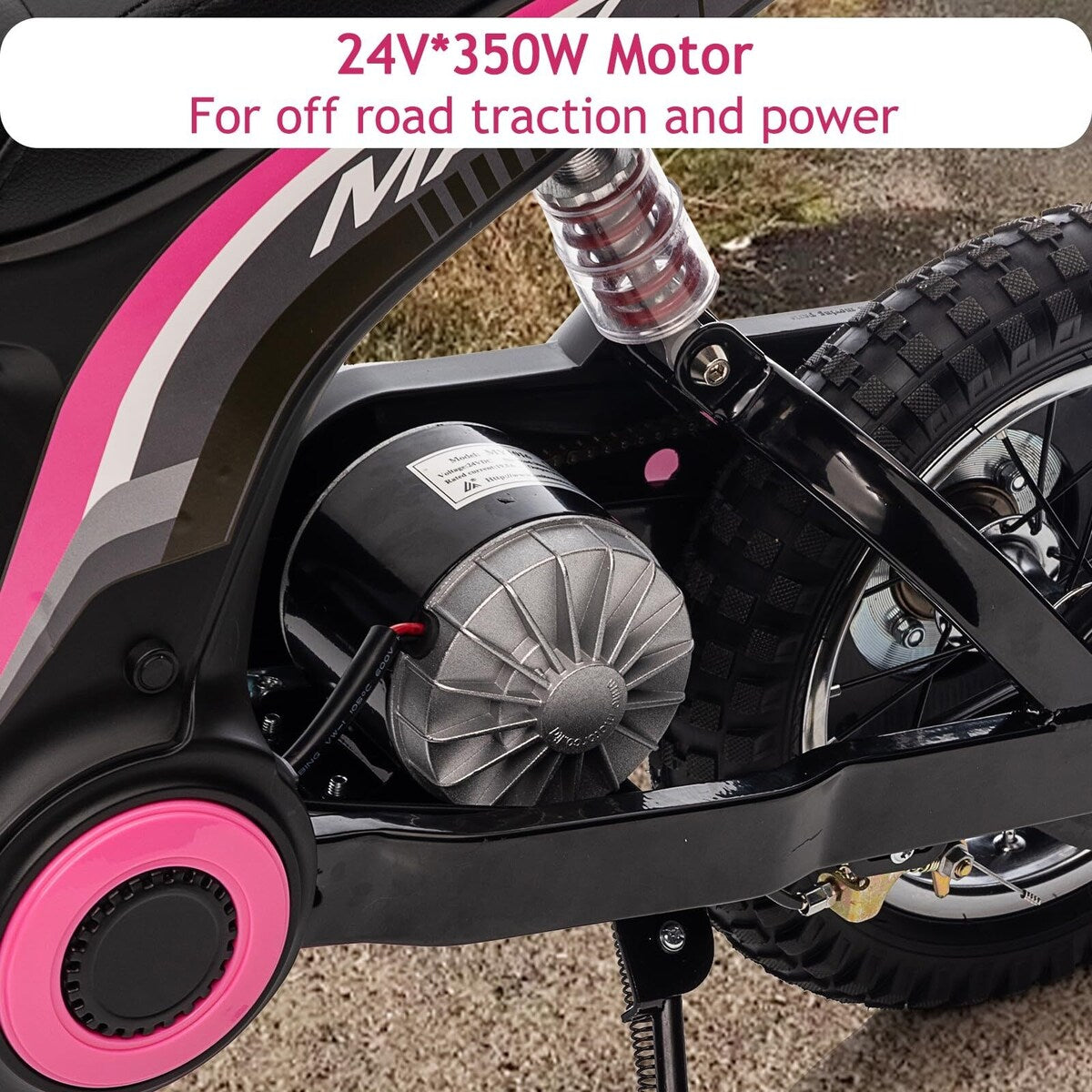 Kids Dirt Bike, 350W Electric Motorcycle Up to 14.29MPH