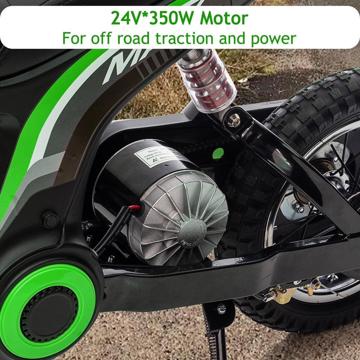 Kids Dirt Bike, 350W Electric Motorcycle Up to 14.29MPH