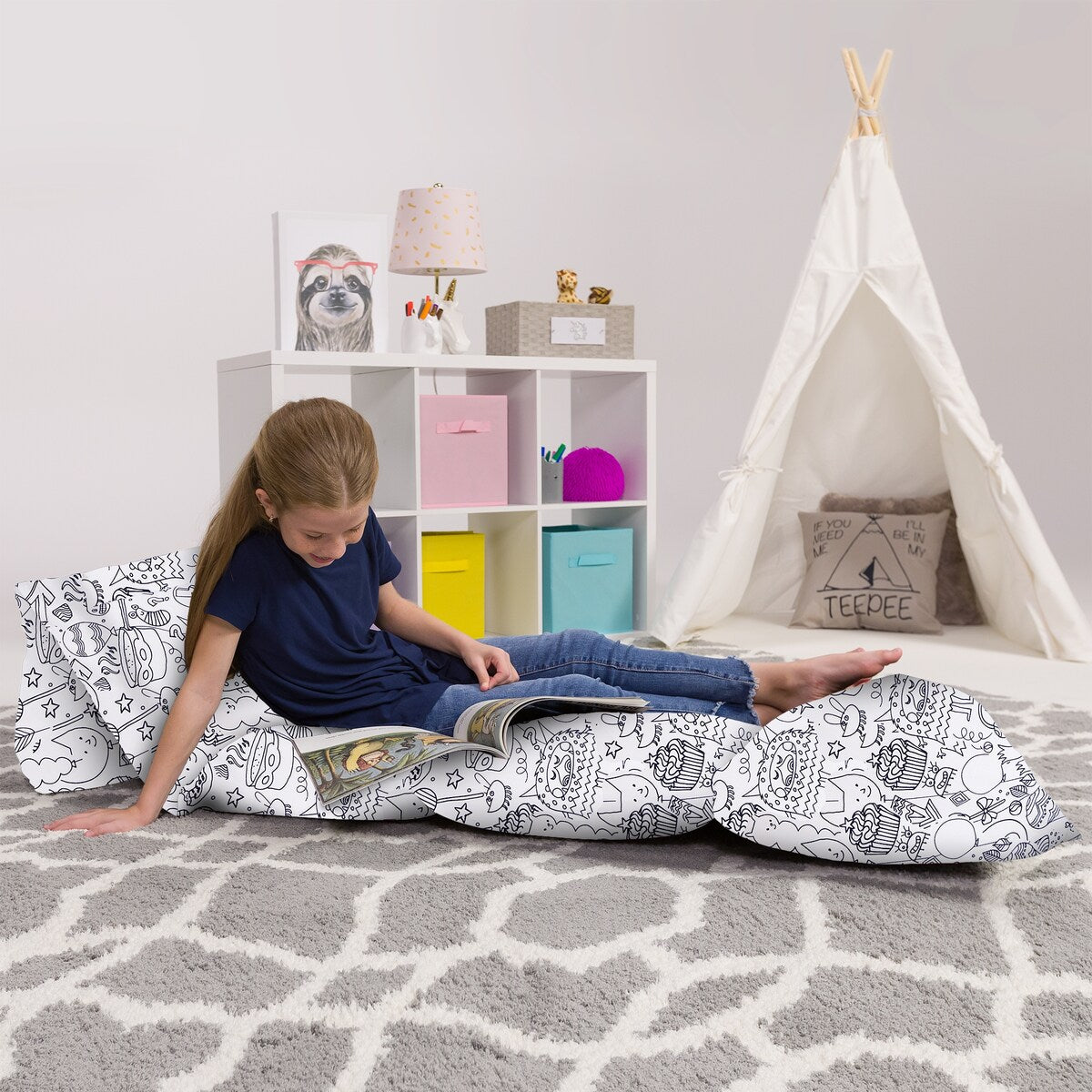 Kids Floor Pillow Cover,Premium Cushion and Lounger Covers for Pillows