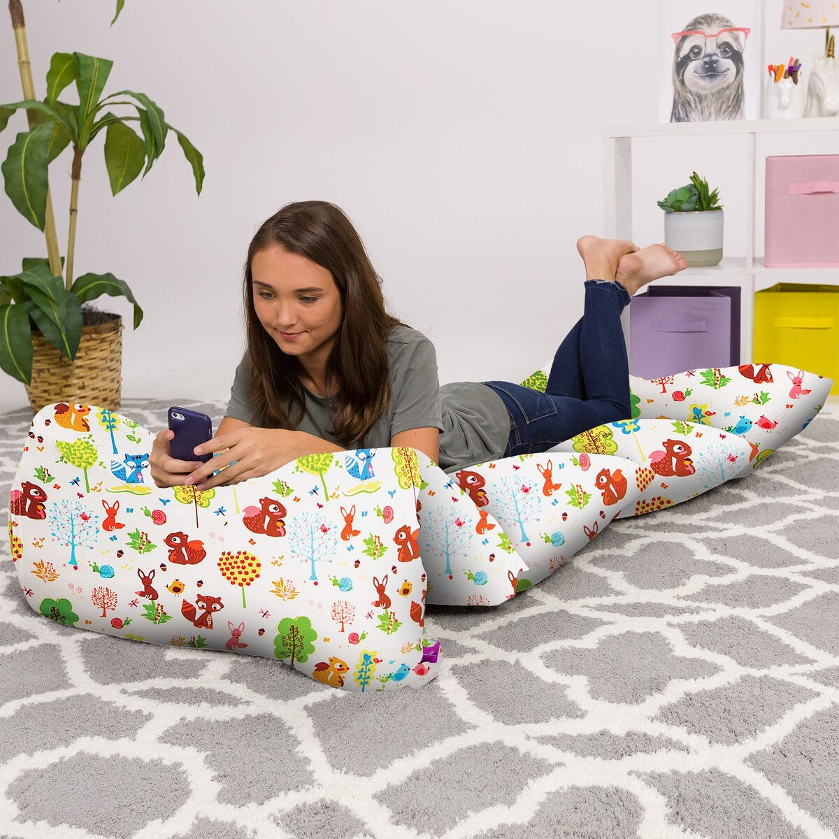 Kids Floor Pillow Cover,Premium Cushion and Lounger Covers for Pillows