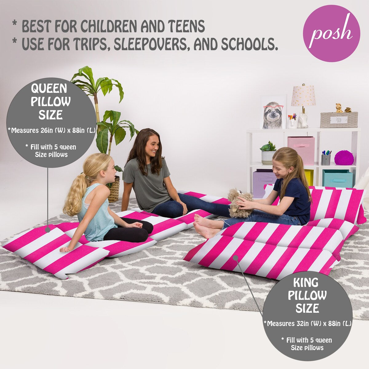 Kids Floor Pillow Cover,Premium Cushion and Lounger Covers for Pillows