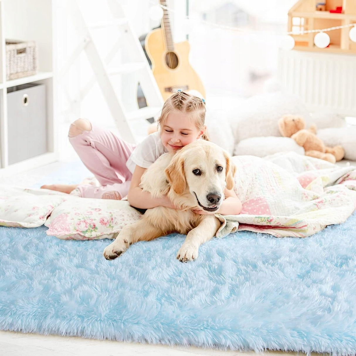 Nursery Decor Area Rug Fuzzy Carpet for Kids Children Play Mat