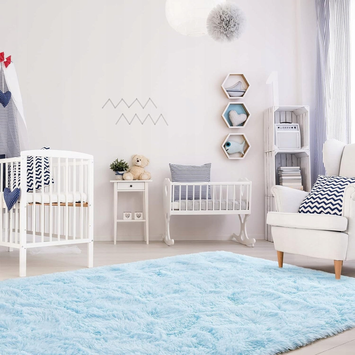 Nursery Decor Area Rug Fuzzy Carpet for Kids Children Play Mat