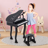 Kids Piano Keyboard Toy Musical Instrument w/ Stool & Microphone