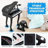 Kids Piano Keyboard Toy Musical Instrument w/ Stool & Microphone