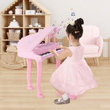 Kids Piano Keyboard Toy Musical Instrument w/ Stool & Microphone