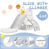 Kids Playground Climber Freestanding Slide Playset with Basketball Hoop Play Combination for Babies Indoor & Outdoor