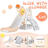 Kids Playground Climber Freestanding Slide Playset with Basketball Hoop Play Combination for Babies Indoor & Outdoor
