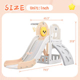 Kids Playground Climber Freestanding Slide Playset with Basketball Hoop Play Combination for Babies Indoor & Outdoor