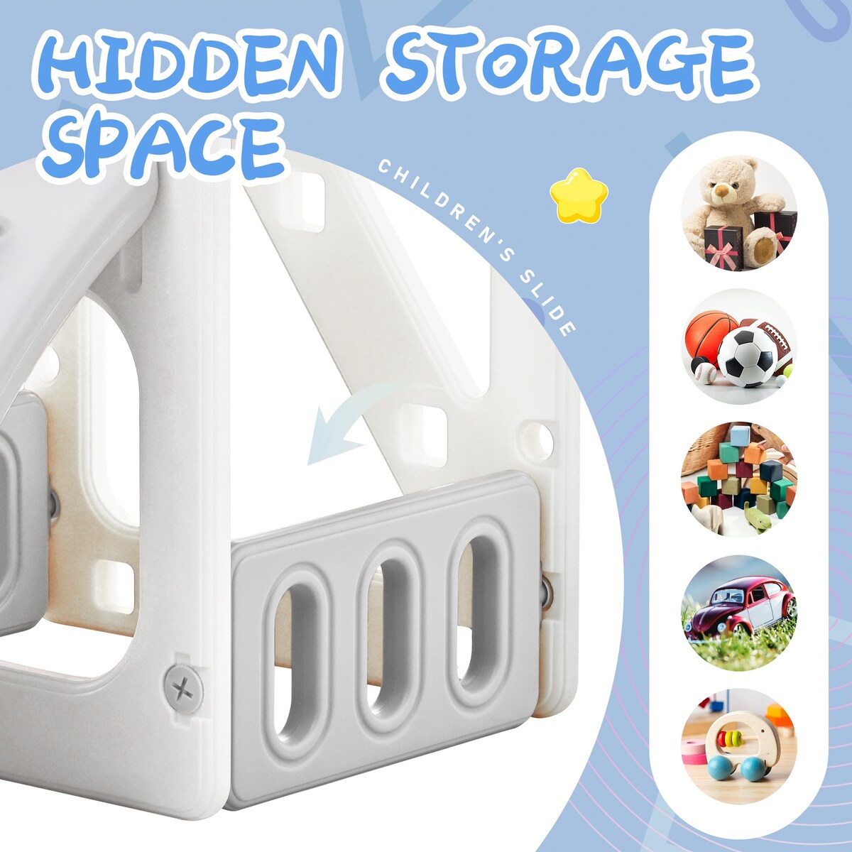 Kids Playground Climber Freestanding Slide Playset with Basketball Hoop Play Combination for Babies Indoor & Outdoor