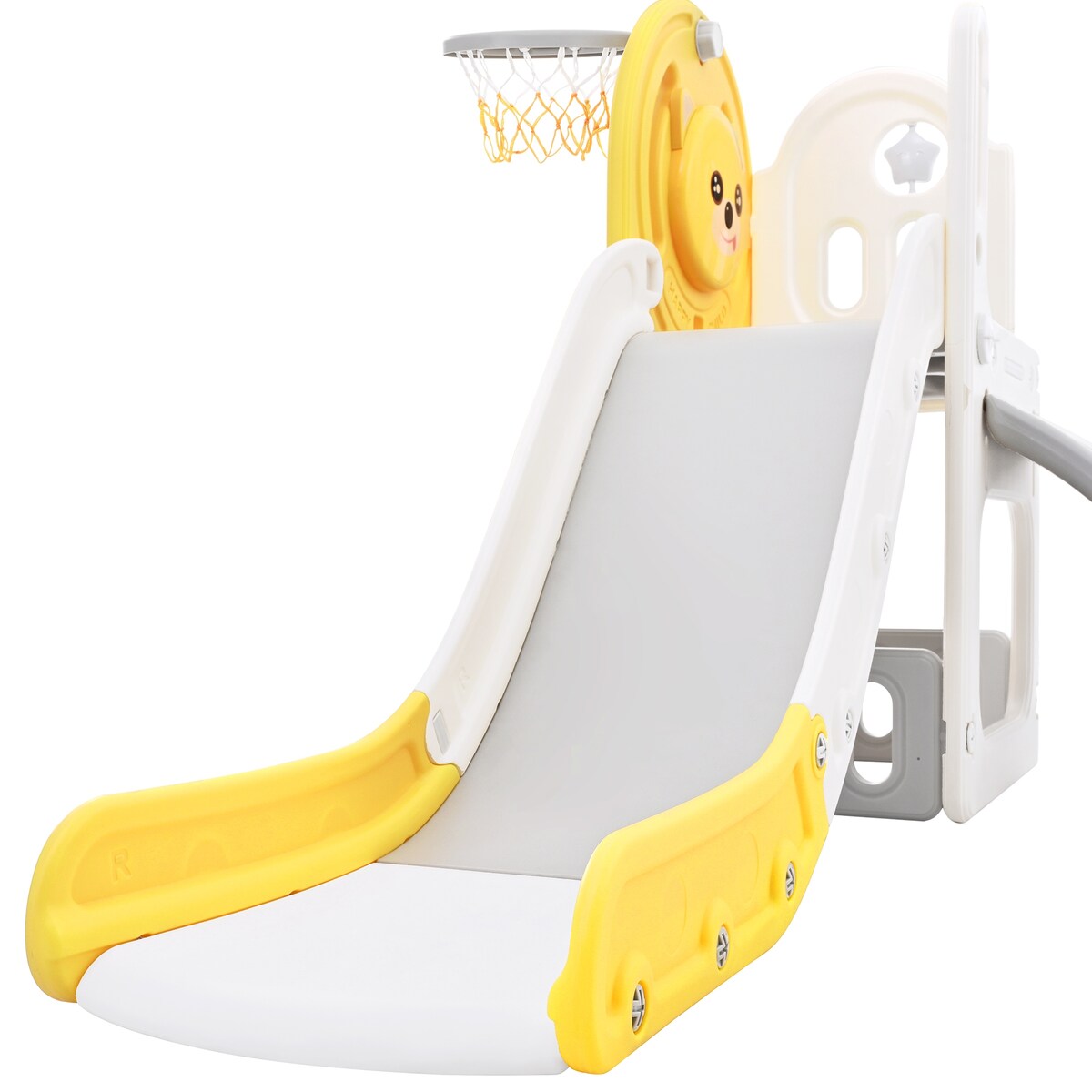 Kids Playground Climber Freestanding Slide Playset with Basketball Hoop Play Combination for Babies Indoor & Outdoor