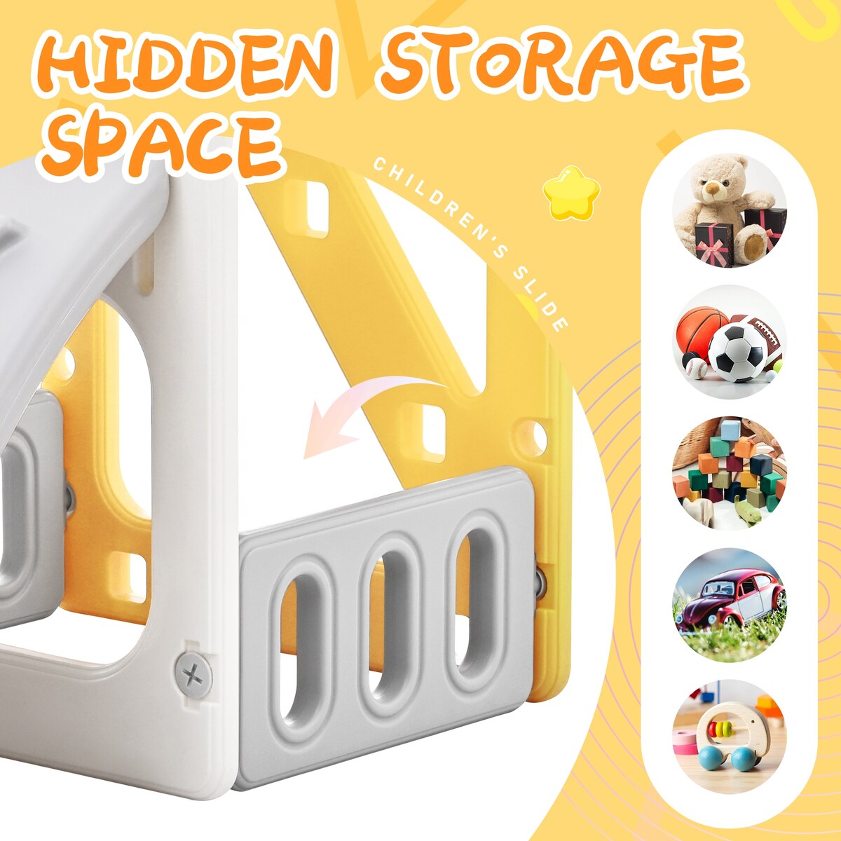 Kids Playground Climber Freestanding Slide Playset with Basketball Hoop Play Combination for Babies Indoor & Outdoor