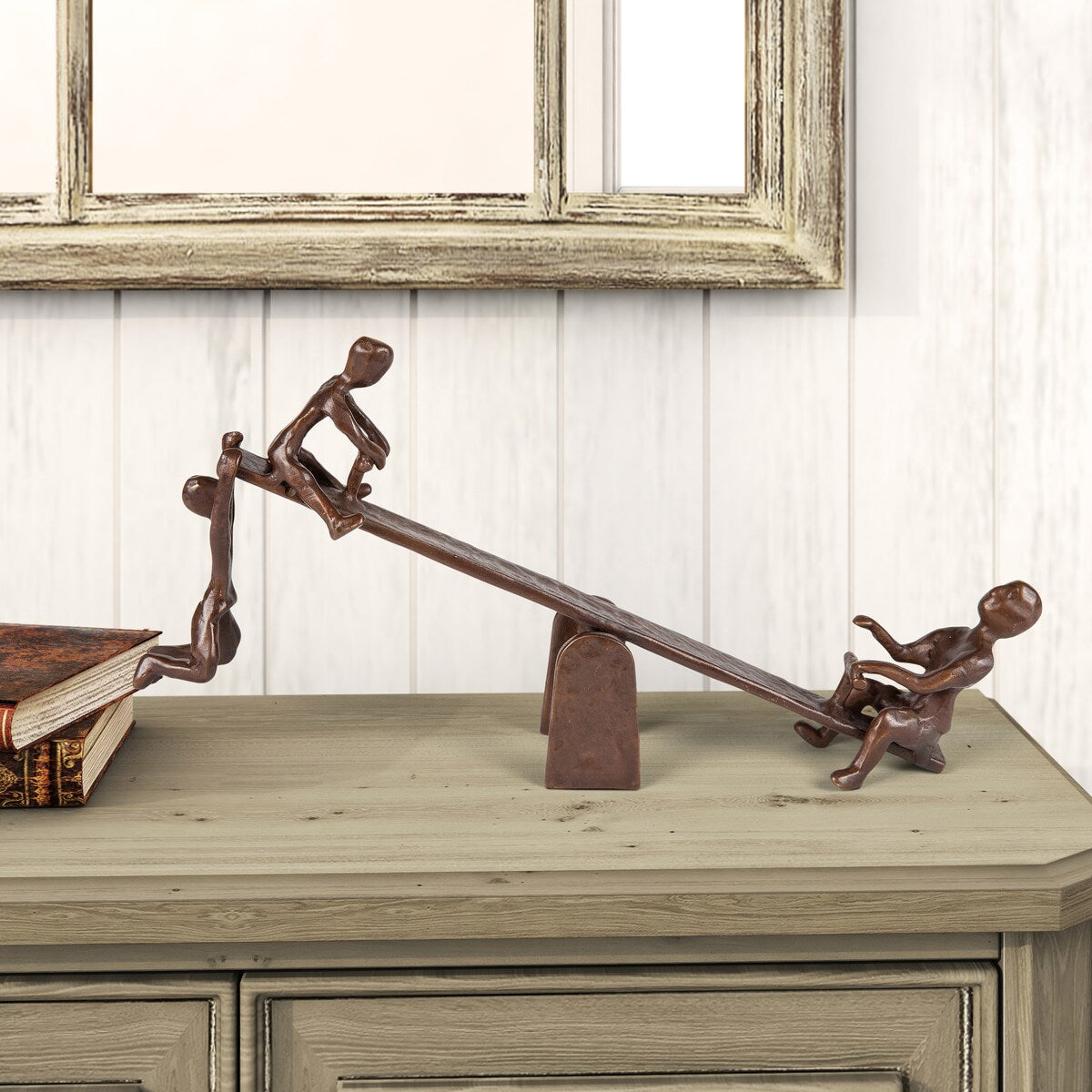 Kids Playing on See Saw Cast Bronze Sculpture