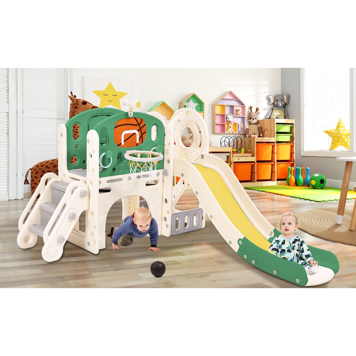 Kids Playset Structure With Freestanding Slide