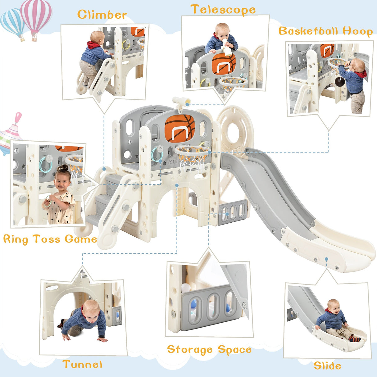 Kids Playset Structure With Freestanding Slide