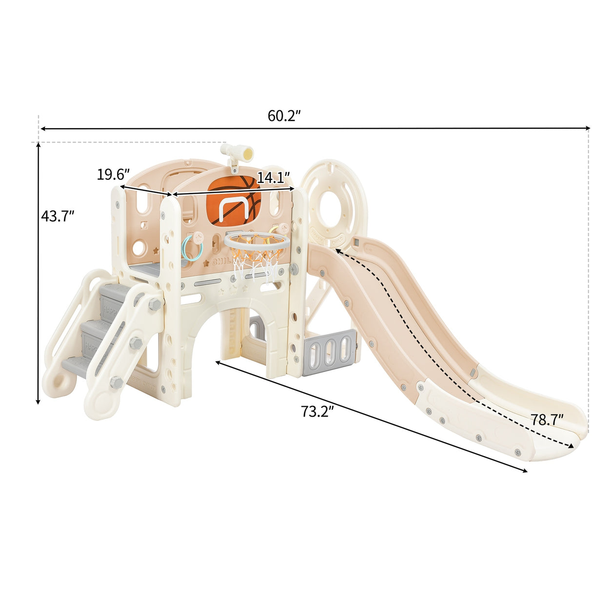 Kids Playset Structure With Freestanding Slide