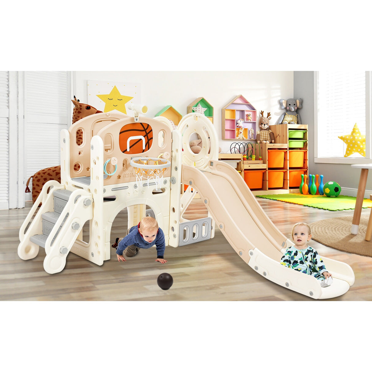 Kids Playset Structure With Freestanding Slide