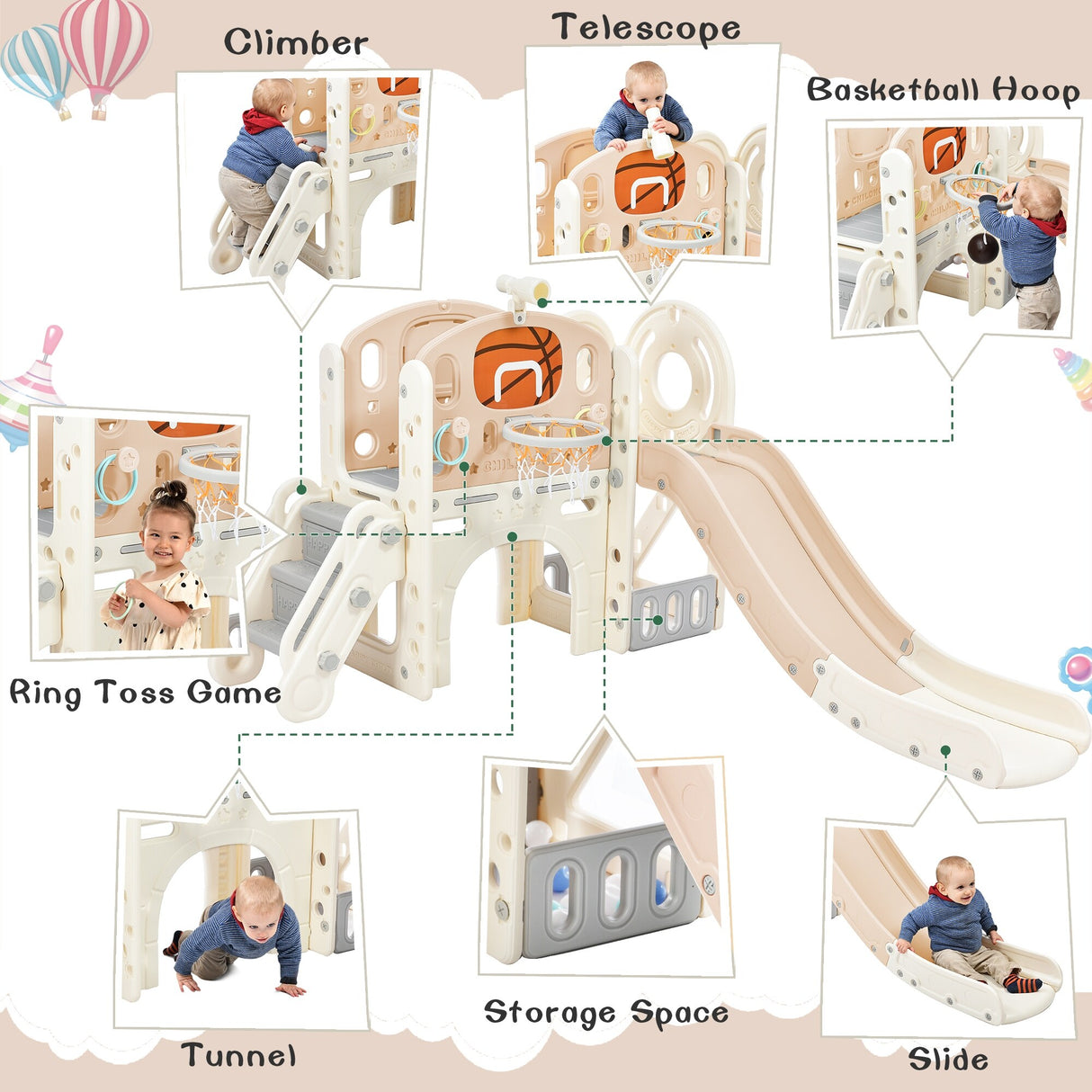 Kids Playset Structure With Freestanding Slide