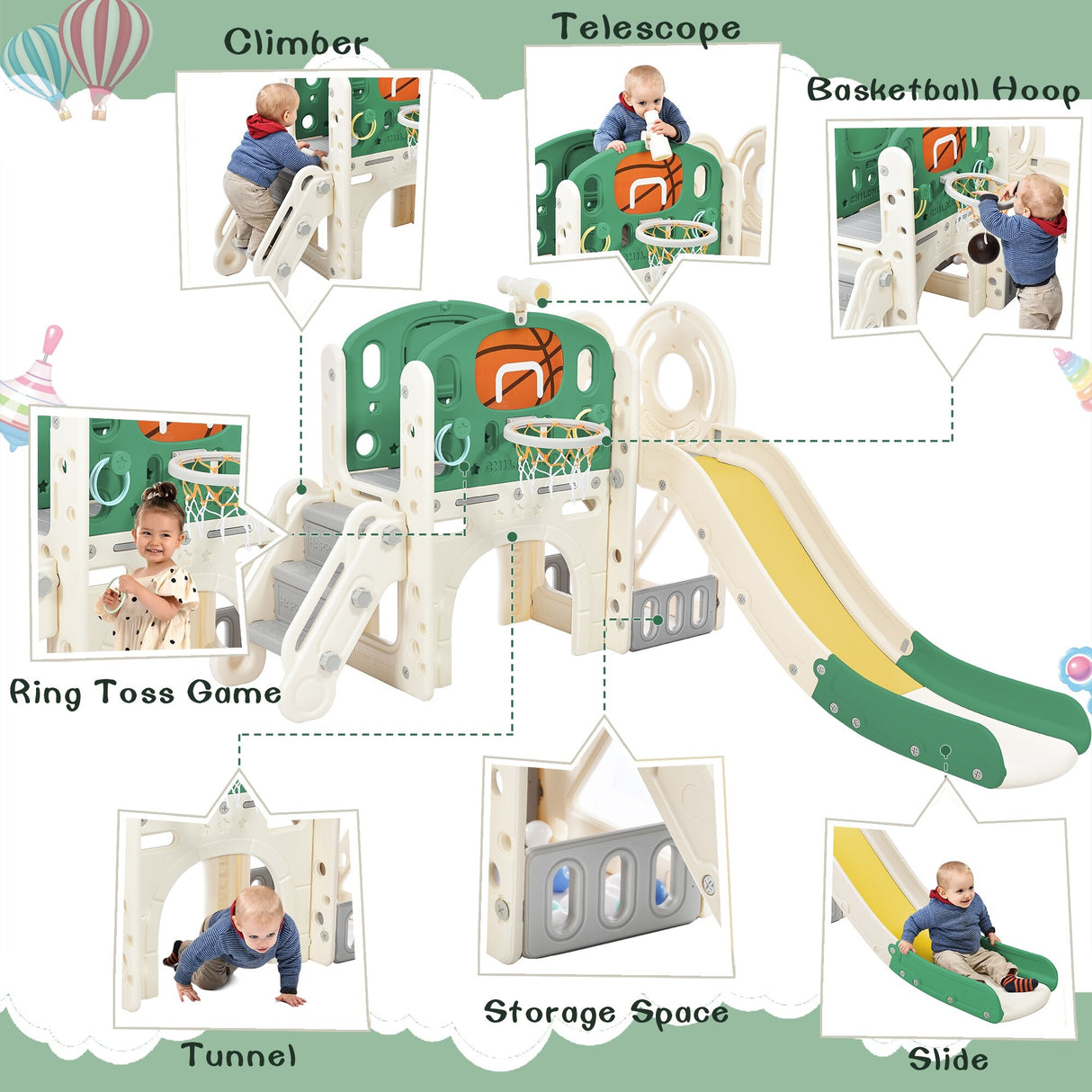 Kids Playset Structure With Freestanding Slide