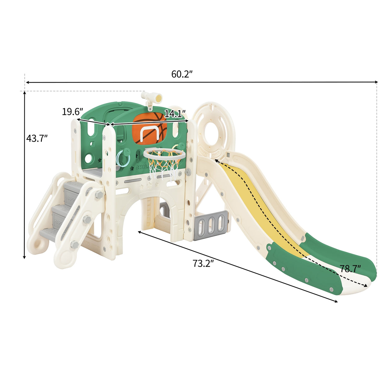 Kids Playset Structure With Freestanding Slide