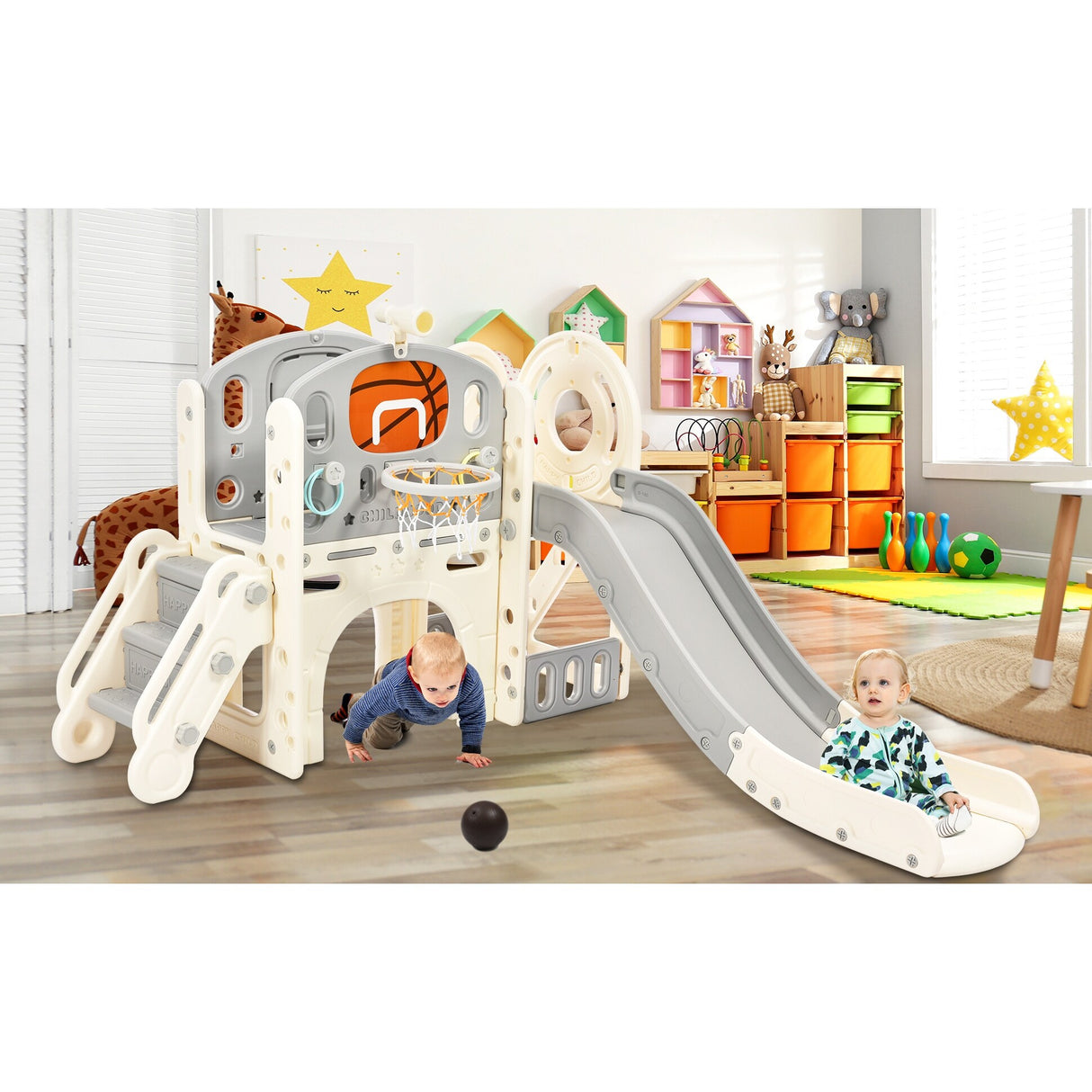 Kids Playset Structure With Freestanding Slide